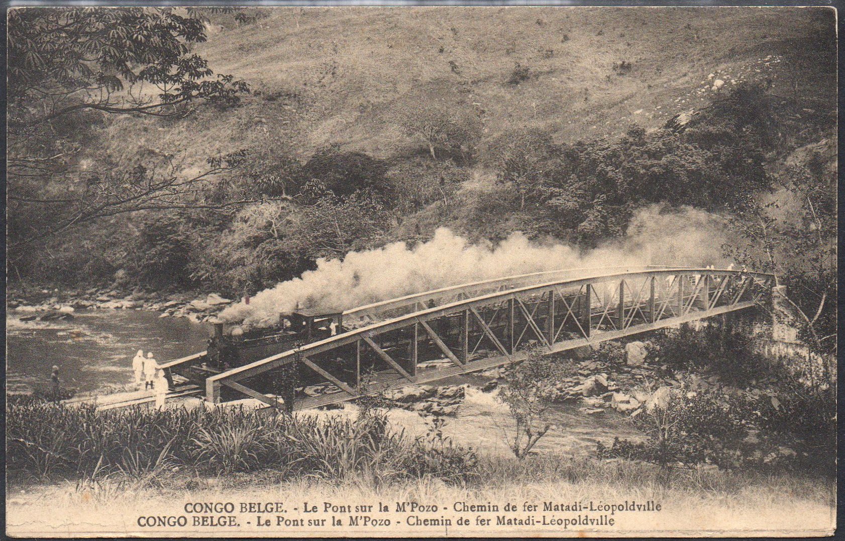 Belgian Congo Belge 50c Mols train on bridge Green